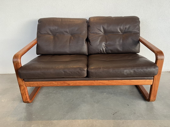 Holstebro Für HS Design, Dänemark 70er Jahre – HS Design Denmark, 3-5 Sitzer Sofas, Leather, Wood (photo 6 of 10)