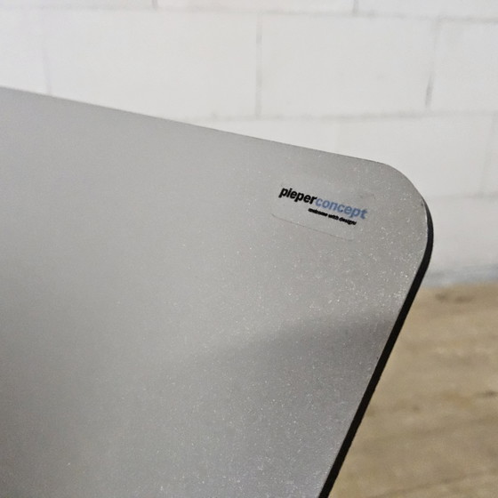 Image 1 of Modern curved metal minimalist side table with magazine rack / newspaper rack / magazine rack