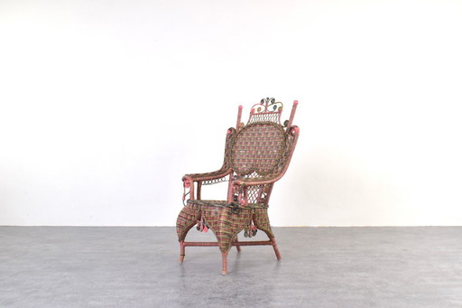 American Victorian Wicker Armchair from Heywood- Wakefield, 1910s.
