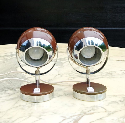 2 projecteurs à boule oculaire Space Age d'Aluminor