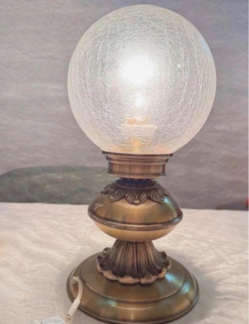 mid-century vintage crackled glass lamp