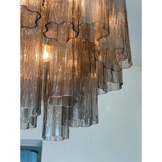 Image 1 of Lustre Tronchi gris en verre d'art italien – Style Venini