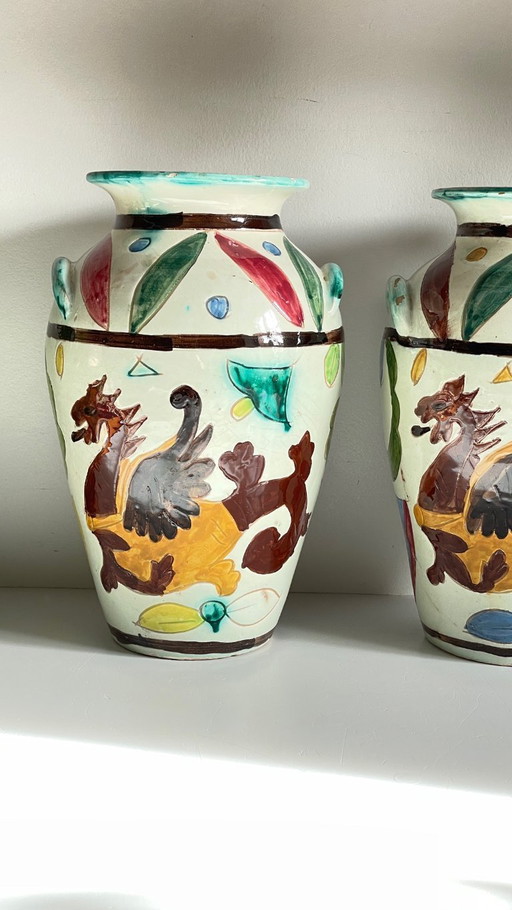 Vintage Italy VASES DRAGON Pattern