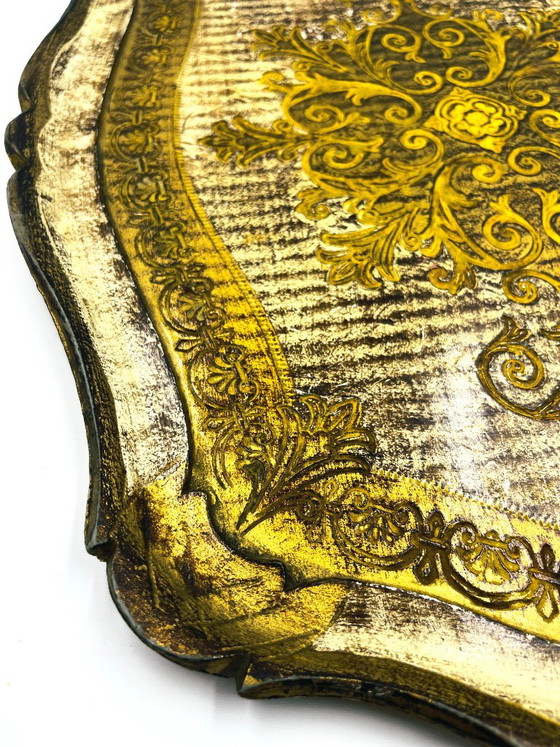 Grande vassoio fiorentino barocco in legno dorato, Accessori da tavola, Klassiek (foto 11 di 15)