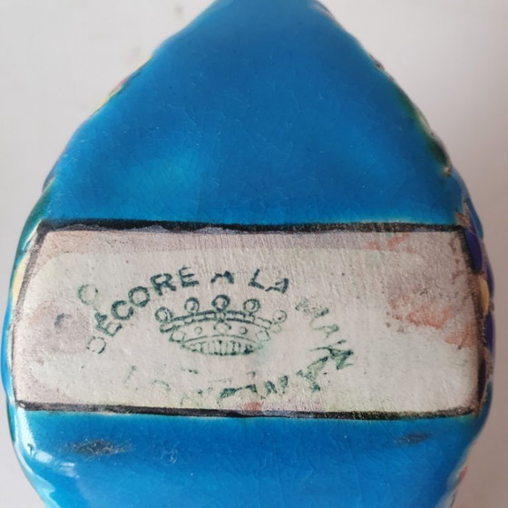 Image 1 of Seltener Longwy-Holzschuh – handbemalt mit Cloisonné-Stickerei