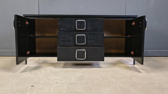 Image 1 of Vintage black wooden cabinet, 1970s 