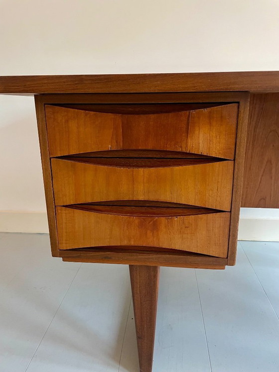 Image 1 of Vintage Danish Teak Executive Desk – Omann Jun / Vodder Style