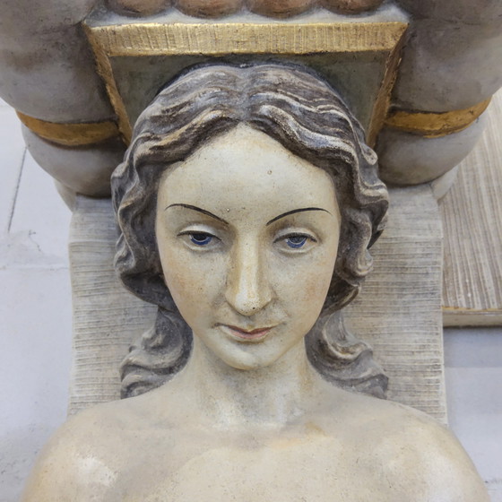 Image 1 of Neoklassieke gipsen Schouw met Kariatiden (blote vrouwen) klassieke schouw ^ Griekse stijl
