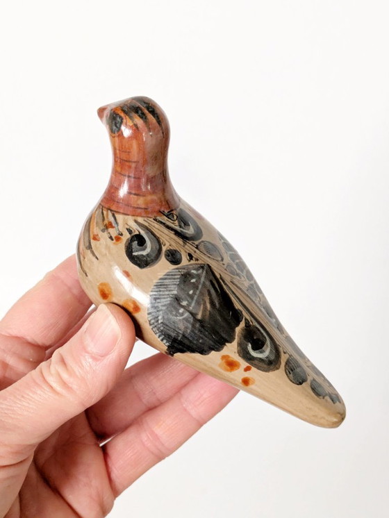 Image 1 of Paire de colombes mexicaines en céramique Tonala | Figurines d'art populaire peintes à la main des années 1970