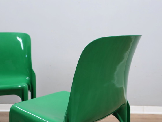 Image 1 of Set di 4 sedie Selene vintage verdi di Vico Magistretti, ARTEMIDE anni '70