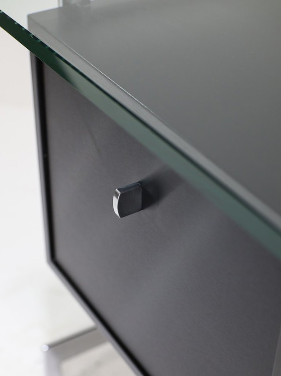 Image 1 of Preben Fabricius and Jørgen Kastholm desk black chrome glass 1960s