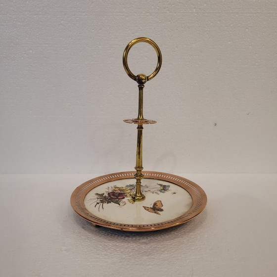 Image 1 of Servitrice muta o étagère, bronzo e porcellana, anni '50 - Francia