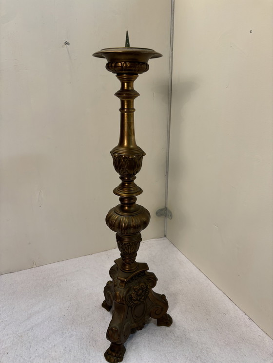 Image 1 of Vintage bronzen kaarsenstandaard 