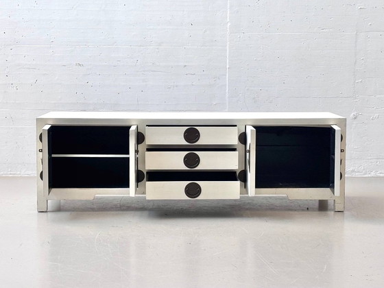 Lowboard Asiatique Blanc avec Ferronnerie Noire – Meubles tv, Wood (photo 5 of 15)
