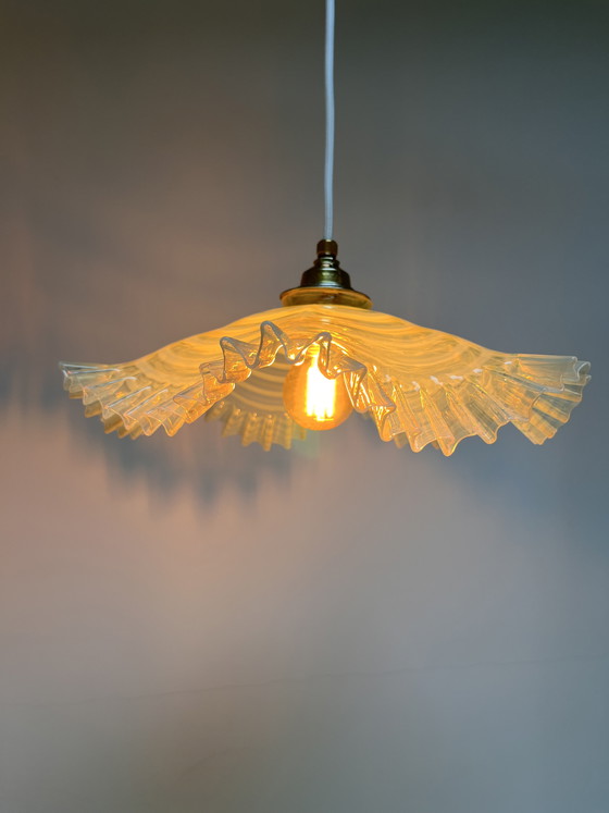 Image 1 of Sfeervolle, lichtgroene vintage hanglamp, vermoedelijk Frans