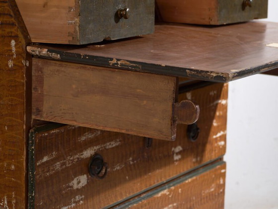 Antique Swedish painted slant front desk – Scandinavian folk bureau – Year 1783 – Wood (photo 34 of 40)