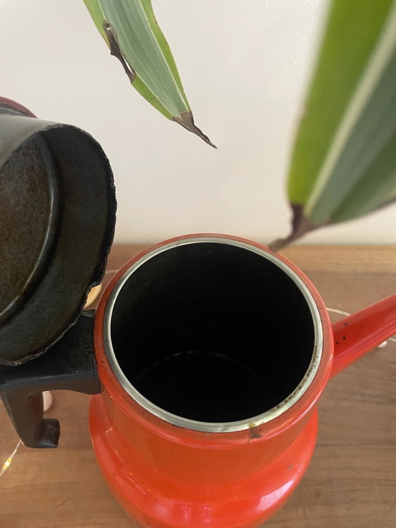 Caffettiera vintage in smalto arancione – Accessori da cucina (photo 4 of 4)