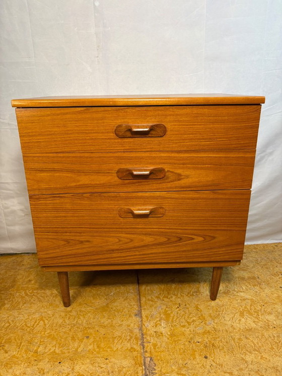 Image 1 of Mid-Century Retro Vintage Teak Chest of Drawers by Austinsuite 1960  Compact Design • Danish Influence • Stylish Storage  A love