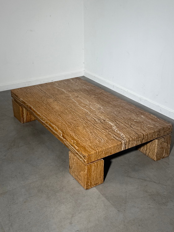 Structural Travertine Rosso Coffee Table – Brutalist Design (photo 5 of 9)