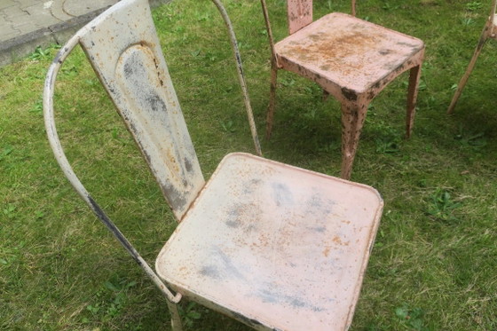 Set van 3 Art Nouveau Tolix geïnspireerde bistro-tuinstoelen – Metal (photo 2 of 10)