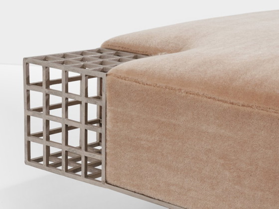 Image 1 of Large bench ottoman by Carla Sozzani in Milan mohair velvet 1990s