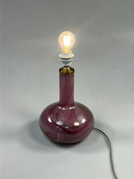 Image 1 of Vintage Danish Table Lamp, Purple Glass, Holmegaard Troll 2