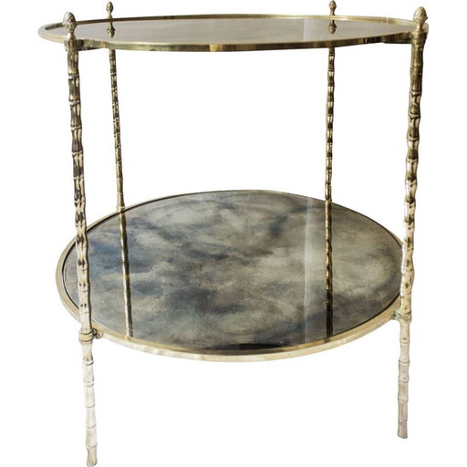 Tavolino vintage di Maison Baguès in vetro e ottone, anni '60