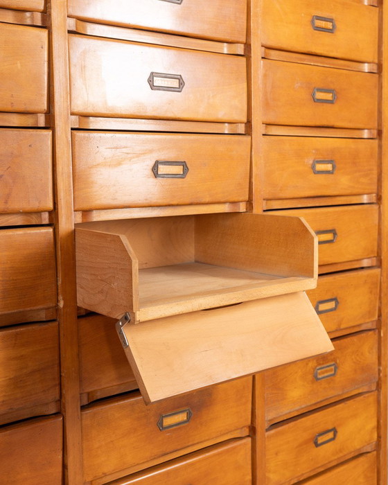 Image 1 of Vintage 50s Wooden Filing Cabinet with 33 Drawers, Design by A. Gorgone