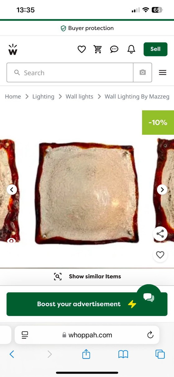 Image 1 of Lámpara de pared Mazzega de cristal de Murano, Italia, 1970