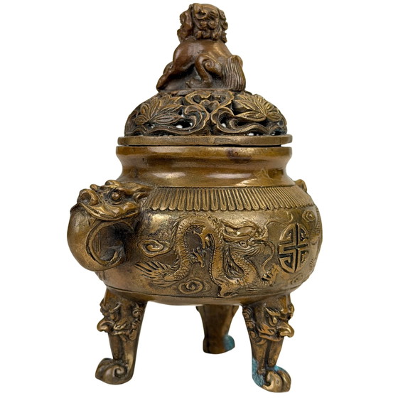 Quemador de Incienso Chino con Dragón, Fénix y Perro Fu – Estilo Xuande – Siglo XX – Objetos decorativos (photo 7 of 11)