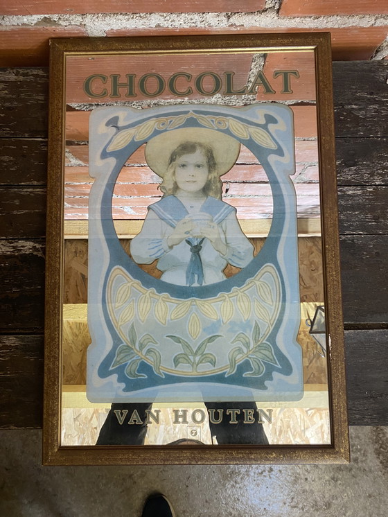 Image 1 of Miroir Publicitaire Bistrot Ancien Chocolat VAN HOUTEN Suchard vintage #D374