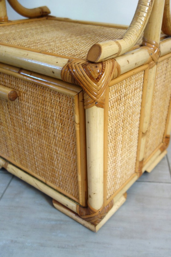 Staande spiegel van riet en bamboe, jaren 70/80 – Rattan, Wicker (photo 15 of 17)