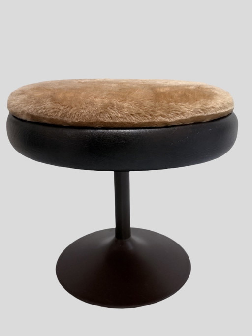 Tabouret à pied trompette style Space Age, couleur Teddy Brown (années 1970)