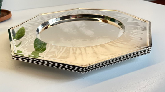 Image 1 of Set van 6 vintage zilveren metalen borden