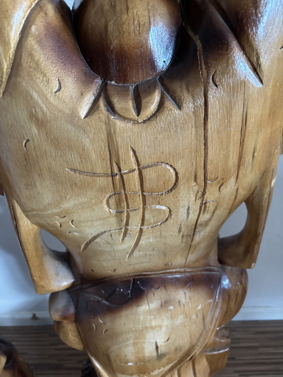 Image 1 of Bouddhas debout en bois massif