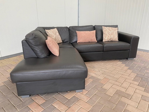 Beautiful Grey Real Leather Corner Sofa