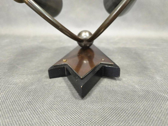 Image 1 of Applique murale Art déco cubiste tchèque, métal et bois, années 1930