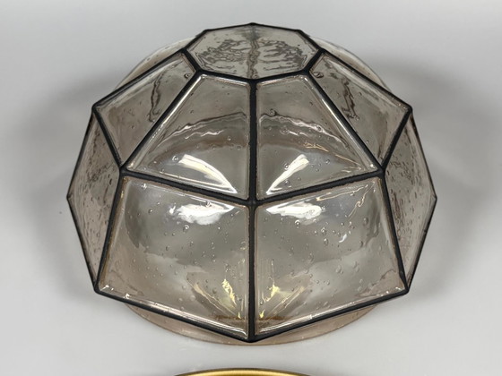 Image 1 of 1960s/70s ceiling lamp, Glashütte Limburg, Germany, Plafoniere, glass & metal
