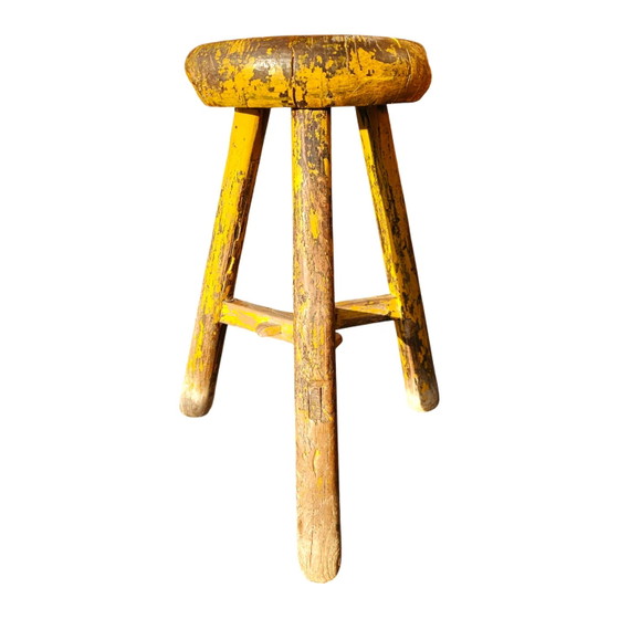 Primitieve houten driepoot kruk / hoogte 52 cm – Krukjes (photo 2 of 23)