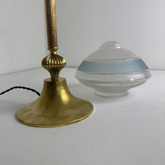 LAMPADA DA TAVOLO VINTAGE IN OTTONE E VETRO – Lampade da tavolo, Glass (photo 9 of 11)