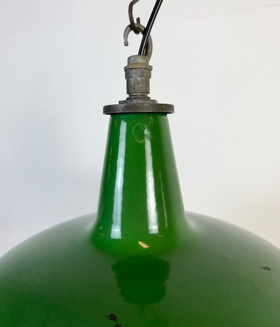 Image 1 of Industrial Green Enamel Factory Pendant Lamp from Revo, 1950s