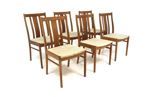 Set of 6 Scandinavian walnut chairs, Sweden, 1960