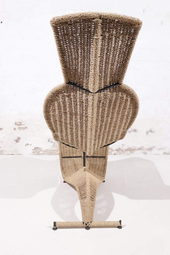 Image 1 of Tom Dixon ‘Speed’ lounge chair voor Space Design, 1990s – gevlochten touw & smeedijzer