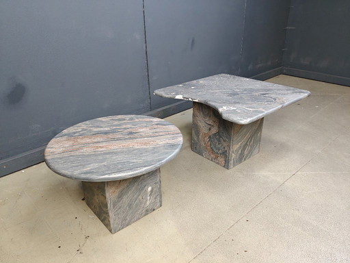 Vintage marble coffee table set, 1970s 