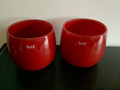 Dutz rode bloempotten twee stuks 