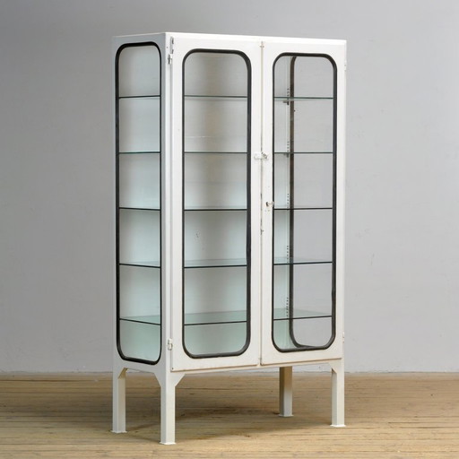 Vintage Iron And Glass Medical Cabinet, 1970s