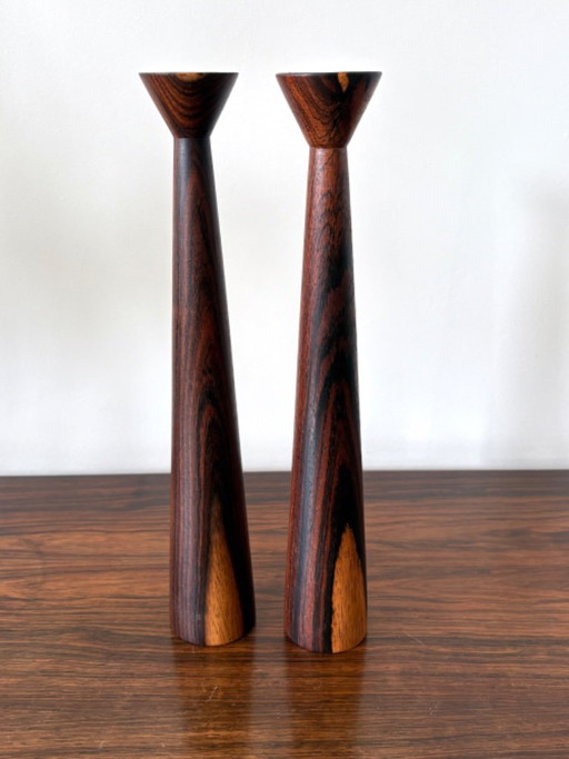 Vintage Mid-Century brasilianische Holz-Kerzenhalter Danish Design 60er/70er