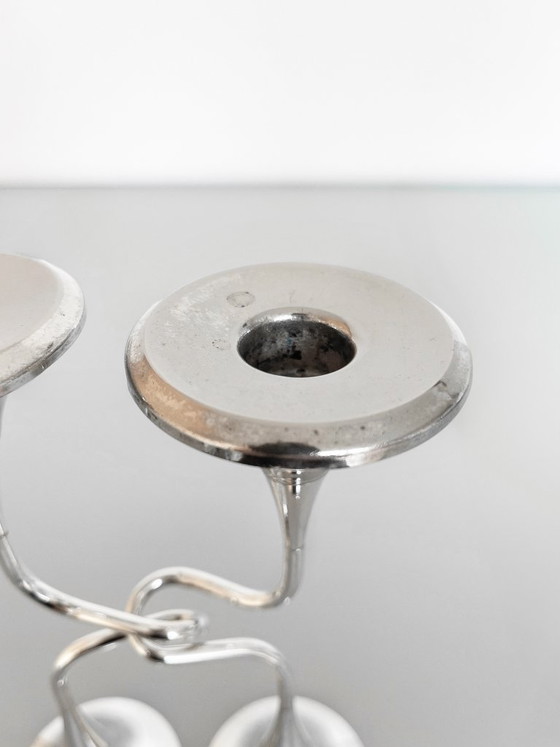 Image 1 of Ensemble vintage de deux bougeoirs argentés