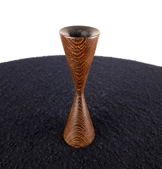 Image 1 of Vintage wooden candlestick Danish design 1970s