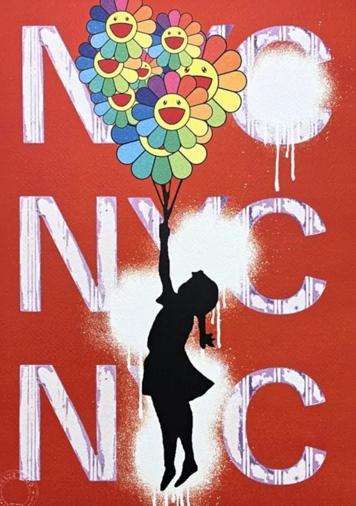 Death NYC - Banksy Flying Balloon Girl, NYC et Murakami - Édition limitée avec certificat